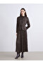 Two Mt Shop Quality Lcw Modest Brown Belted Satin Women's Shirt - 3