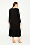 Women's Plus Size Black, Crew Neck, Hem Folded, Pocketed Viscose Dress 65N39153 - 5