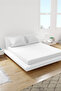 King Striped Fitted Elastic Bedsheet with 2 Pillow Case 200 x 200 Cm (White)