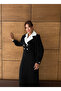 Women's Imported Tweed Fabric Button Detailed Belted Lined Special Design Maxi Dress - 4