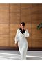 Women's Imported Tweed Fabric Button Detailed Belted Lined Special Design Maxi Dress - 8