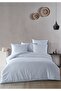 100% Cotton Satin Stripe Flounce Single Duvet Cover Set Baby Blue 160X220 cm