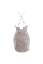 Double Deep Slit Back Cross Sequin Embroidery Super Mini Evening Dress - 5