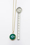 Gold Framed Emerald Green Evil Eye Stainless Steel Chain Bijouterie Necklace, Gift Necklace - 4