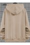 Women's Beige Oversize Hooded Sweatshirt Hoodie – Floral Digital Print - 3