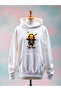 Printed Cotton 3 Thread Oversized White Sweatshirt