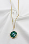 Gold Framed Emerald Green Evil Eye Stainless Steel Chain Bijouterie Necklace, Gift Necklace - 2
