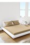 Queen Size Striped Fitted Elastic Bedsheet with 2 Pillow Cases 180 x 200 Cm (Beige)