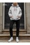 Women's White Oversize Hooded Sweatshirt Hoodie – Floral Digital Print - 2
