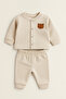 Baby 2-Piece Set – 100% Cotton, Bear Embroidery, Cream / Blue / Pink – 3-18 Months - 3