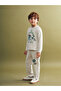Gray Elastic Waist Embroidered Boys' Sweatpants