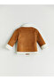 Brown Shirt Collar Suede Girl's Coat - 2