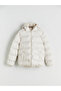 Beige Hooded Boy's Puffer Jacket