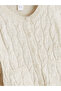 Ecru Knitted Patterned Girl's Cardigan - 3