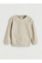 Beige Crew Neck Basic Baby Boy Sweatshirt