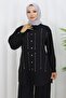 Stone Detailed Suit Black 19266 - 2