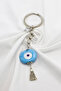 Silver Ring Tassel Blue Cow Eye Keychain, Gift Bag Ornament - 2