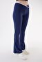 486 Navy Blue Color Recovery and Extra Stretch Effect Normal Waist Spanish Leggings - 5