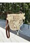 Straw Color Paper String Knitted Flower Bag