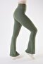 717 Green Color Recovery and Extra Stretch Effect Normal Waist Spanish Leggings - 4