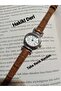 New Model Women's Wristwatch Stylish Model, Genuine Leather, Tan Color Strap - Silver Case