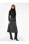 Midi Flared Skirt with Metallic Thread Detail