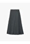 Midi Flared Skirt with Metallic Thread Detail - 3