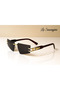 Special Design Square Cornered Black Glass Unisex Sunglasses with Gold Detail