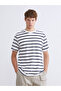 Esvab • Modern & Distinctive Zero Roba Collar Striped Combed Cotton Men's T-Shirt - 2