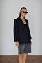 Çizgili Lacivert Blazer Ceket - 4