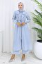 Hooded Waist-Tied Denim Set Ice Blue 19235 - 3