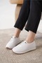 Orthopedic-Sole Everyday Soft Comfortable Women's Leather Lace-Up Laser Ballet Flats - 4