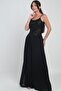 Women's Elastic Waist Palazzo Chiffon Pants with Sequin Strips on the Side and Lining - 3