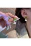 White Flower Earrings with Green Knots