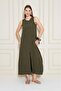 Women's Khaki Zero Sleeve Aerobin Fabric A-Line Slit Maxi Summer Dress 700-3760330 - 7