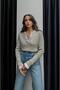 Taupe Double-Collar Buttoned Sweater