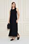 Women's Black Zero Sleeve Aerobin Fabric A-Line Slit Maxi Summer Dress 3760330 - 3