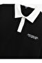 Long Sleeve Cotton Buttoned Embroidered Color Contrast Polo Neck Sweatshirt - 5