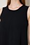 Women's Black Zero Sleeve Aerobin Fabric A-Line Slit Maxi Summer Dress 3760330 - 6