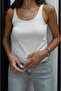 Cream Color Hollow Out Neck Tank Top - 3