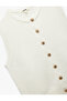 Sleeveless Crew Neck Buttoned Knit Vest - 5