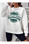 3 Thread United States Brooklyn Sweatshirt - White Printed Oversize Embossed Crew Neck - 4