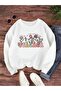 Teacher Love Winter Thick Sweatshirt - White Printed Oversize Raised Crew Neck