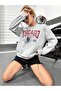 3 Thread Chicago Windy City Sweatshirt - Gray Printed Oversized Crew Neck