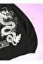 Dragon 2022 Sweatshirt - Black Printed Oversize Hoodie with Raised Hood - 3