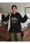 Always Be Poistive Sweatshirt - Black Printed Oversize Shawl Hoodie - 3