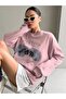 Destiny Enrich Winter Thick Sweatshirt - Dusty Pink Printed Oversized Crew Neck - 5