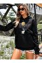The Moon Astranout Sweatshirt - Black Printed Oversize Shawl Hoodie - 4