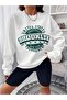 3 Thread United States Brooklyn Sweatshirt - White Printed Oversize Embossed Crew Neck - 5