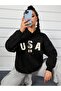 3 Thread Usa Flag Sweatshirt - Black Printed Oversize Hooded Hoodie - 3